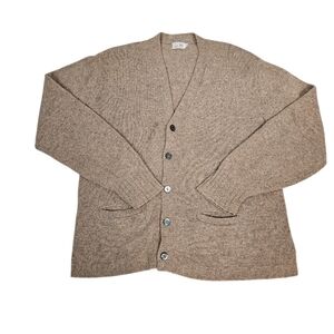 Vintage All Wool Neutral Tan Wool 1/2‎ Button Cardigan Sweater Size XL Men's R13